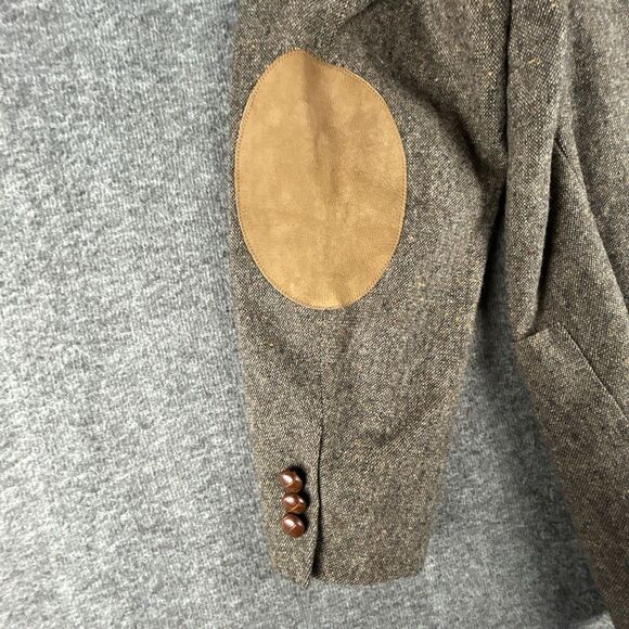 Vintage STAFFORD Blazer 44R Brown Wool Elbow Patch University Tweed Lambswool - Picture 3 of 11